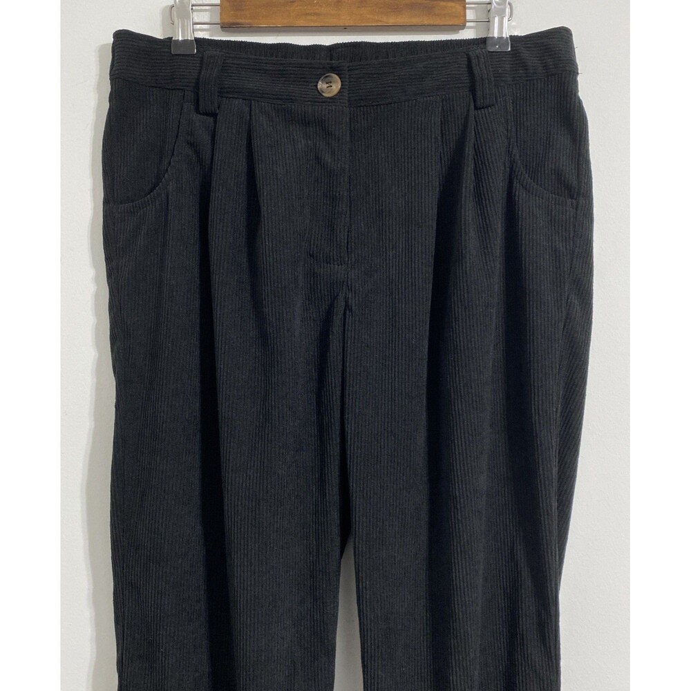 Halara Pants Women's L Black Corduroy Ribbed Pleated High Rise Athleisure NEW - Picture 2 of 9